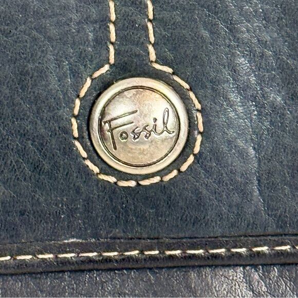 Vintage Fossil Black Leather Folio Wallet Y2K - Picture 2 of 10